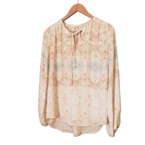 Violet & Claire Key hole tie Tunic Blouse Soft pink Size M